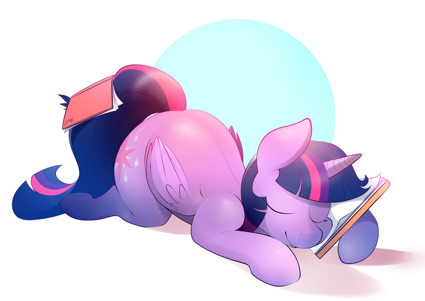 absurd_res ass_up b-epon big_butt book braddo butt cutie_mark equine eyes_closed fell_asleep female friendship_is_magic hair hi_res horn mammal my_little_pony pillow sleeping solo study studying twilight_sparkle_(mlp) winged_unicorn wings
