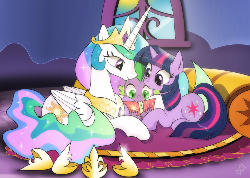 2017 card carpet crown cub cuddling cushion cute cutie_mark dragon dsana equine eyelashes feathered_wings feathers female friendship_is_magic green_eyes group hair holidays horn inside male mammal mother's_day multicolored_hair my_little_pony princess_celestia_(mlp) purple_eyes sitting slit_pupils smile spike_(mlp) sun twilight_sparkle_(mlp) unicorn window winged_unicorn wings young