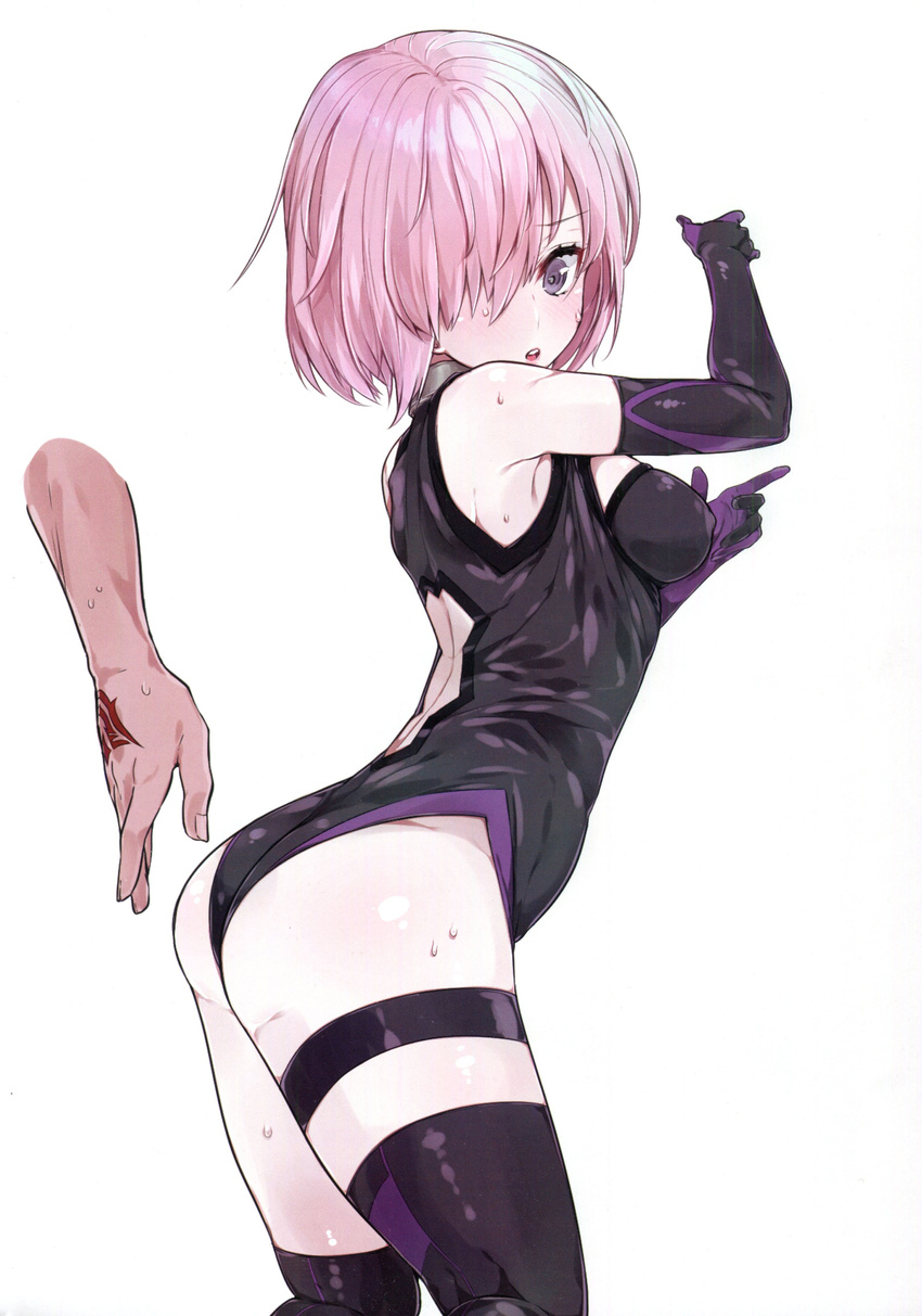 ass fate/grand_order garter leotard shielder_(fate/grand_order) tagme tattoo thighhighs