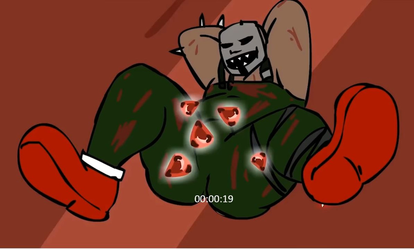 2018 ashupawn butt clothed clothing dead_by_daylight from_behind_(disambiguation) humanoid male mammal not_furry partially_clothed presenting solo the_trapper toony