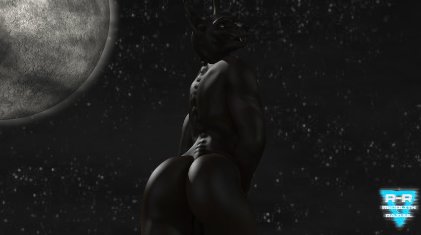 2015 3d_(artwork) big_butt butt canine digital_media_(artwork) full_moon glowing glowing_eyes looking_at_viewer looking_back mammal moon night nude r-a-s-p_(artist)