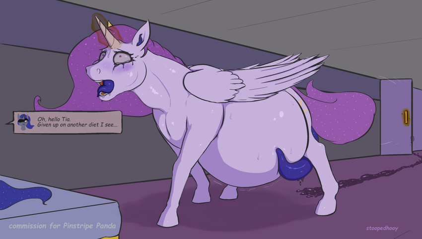 abdominal_bulge all_the_way_through asphyxiation belly big_belly blindfold crying deep_throat ejaculation equine forced_smile friendship_is_magic gag gagged hi_res horse infestation inflation makeup mammal mascara mind_control my_little_pony neck_bulge oral orgasm parasite pregnant princess_celestia_(mlp) princess_luna_(mlp) pussy_ejaculation pussy_juice squeezing stoopedhooy tears tentacles wings
