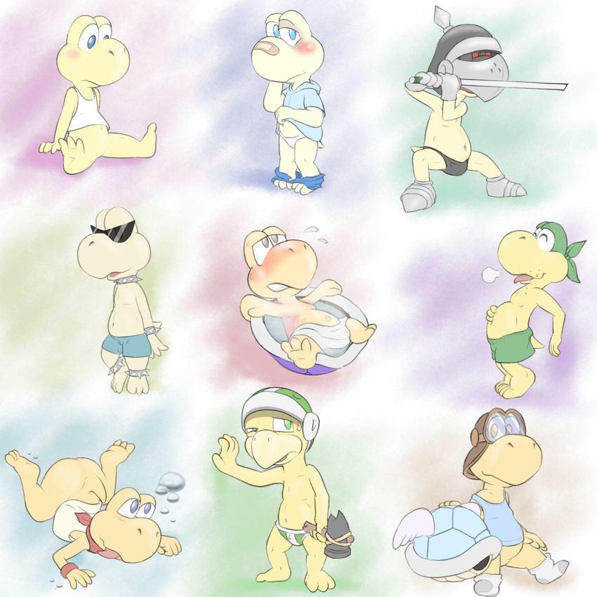 3_toes ambiguous_gender anthro band-aid bandage blush bottomless clothed clothing dralsk eyewear koopa koopa_troopa kooper koops male mario_bros neckerchief nintendo open_mouth pants_down paper_mario parakarry partially_clothed reptile scalie smile spread_legs spreading toes tongue tongue_out turtle video_games