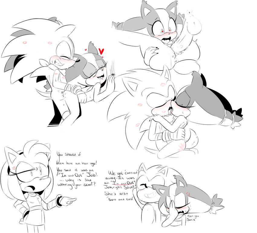 &lt;3 &lt;3_eyes 2018 absurd_res ahegao amy_rose annoyed anthro anthro_on_anthro anus badger black_nose blush butt clothed clothing comic deep_penetration dialogue duo english_text eyes_closed facepalm female from_behind_position fucked_silly hair hearlesssoul hedgehog hi_res kissing lipstick_marks looking_pleasured lying male male/female mammal mostly_nude mustelid on_back open_mouth penetration penis pussy saliva scarf sex smile sonic_(series) sonic_boom sonic_the_hedgehog spread_legs spreading sticks_the_jungle_badger text tongue tongue_out vaginal vaginal_penetration