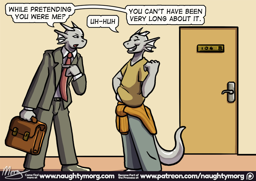 2017 anthro clothing comic dragon english_text inside male naughtymorg patreon signature text