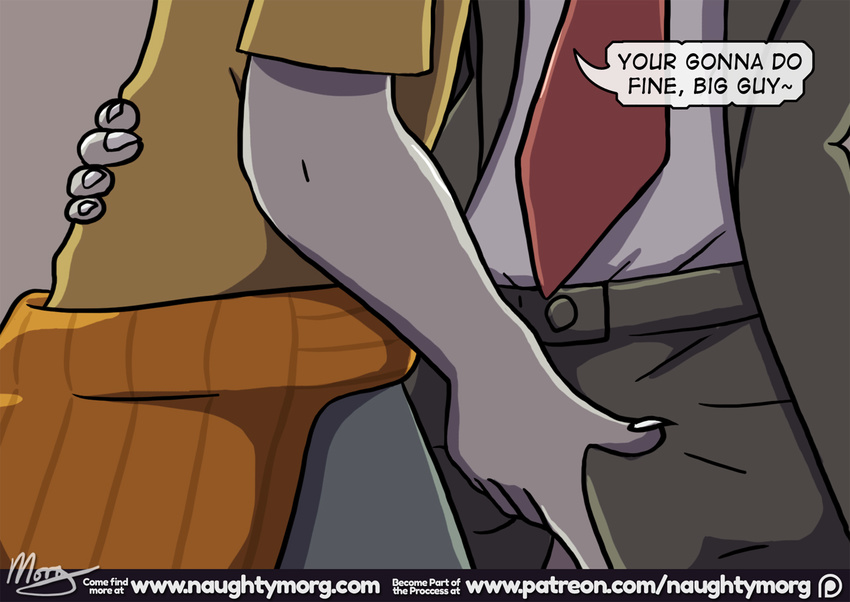 2018 anthro clothing comic dragon english_text erection inside male naughtymorg patreon signature text