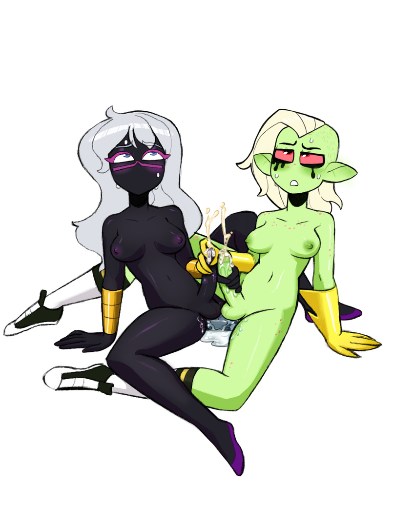 1i3 2018 5_fingers alien anal black_skin blue_eyes blush breasts cum cumshot dickgirl dickgirl/dickgirl digital_media_(artwork) dildo double_dildo duck_dodgers duo ejaculation erection freckles frottage green_skin hair handjob hi_res humanoid intersex intersex/intersex long_hair looking_up lord_dominator mutual_masturbation navel not_furry nude orgasm queen_tyr'ahnee red_eyes red_sclera sex sex_toy short_hair simple_background sweat wander_over_yonder white_hair