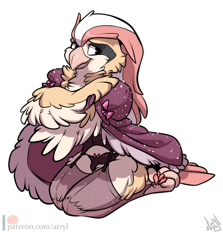 alpha_channel alternate_color anthro anthrofied atryl avian beak bow bulge cape claws cloak clothed clothing corset crossdressing crossed_arms feathers garter_belt garter_straps kneeling legwear lingerie male nintendo painted_claws pidgeot pok&eacute;mon pok&eacute;mon_(species) smile socks solo thigh_highs toe_curl toeless_socks translucent transparent_clothing video_games winged_arms wings