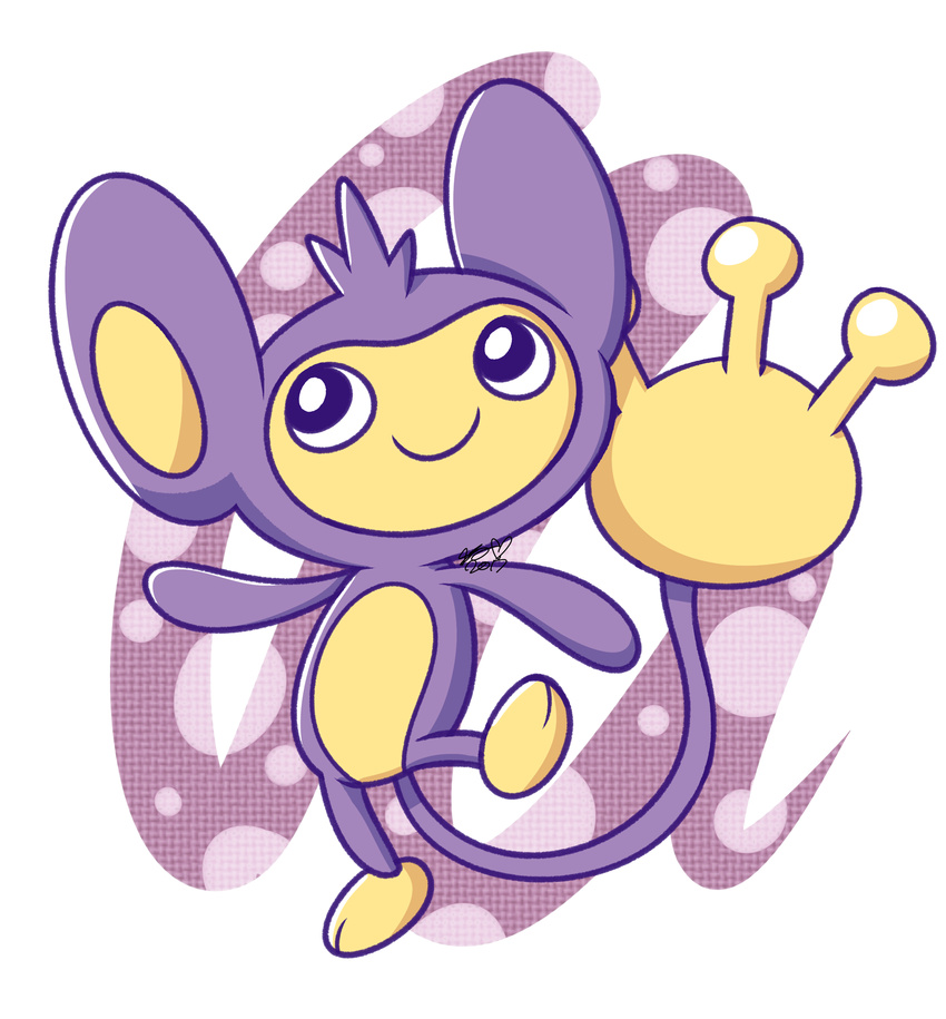 2017 2_toes absurd_res aipom alpha_channel digital_drawing_(artwork) digital_media_(artwork) fur halabaluu head_tuft hi_res looking_up nintendo on_one_leg pok&eacute;mon pok&eacute;mon_(species) purple_fur raised_leg signature simple_background smile solo standing toes transparent_background tuft video_games