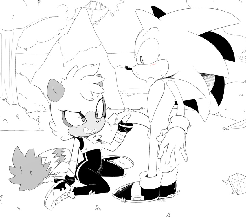 anthro blush breasts female fur handjob hearlesssoul hedgehog lemur male mammal penis primate sex smile sonic_(series) sonic_the_hedgehog tangle_the_lemur