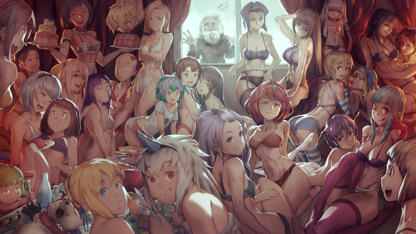 android_18 animal ass barefoot blonde_hair blue_eyes boku_no_hero_academia bow bra breasts bridget brown_hair cake cleavage cowboy_bebop darkstalkers dragon_ball_z drink elbow_gloves fate/stay_night fate_(series) faye_valentine food gloves gray_eyes gray_hair green_hair guilty_gear han_juri homura_(xenoblade) horns kanna_kamui kasugano_sakura kirin kobayashi-san_chi_no_maid_dragon lilith_aensland long_hair maid me!me!me! meme_(me!me!me!) monster_hunter navel one_punch_man panties purple_eyes purple_hair red_eyes red_hair saber saejin_oh saitama short_hair shorts signed street_fighter tatsumaki_(one_punch_man) thighhighs underwear uraraka_ochako wink xenoblade