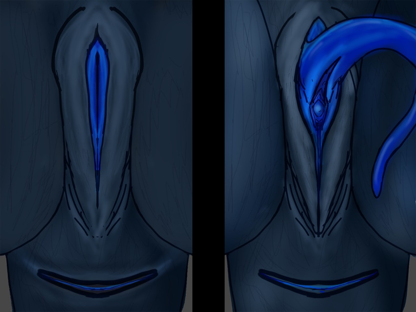 ambiguous_form ambiguous_species anus blakkdragon blue_pussy clitoral_hood close-up crotch_shot female prehensile_clitoral_hood pussy scalie solo