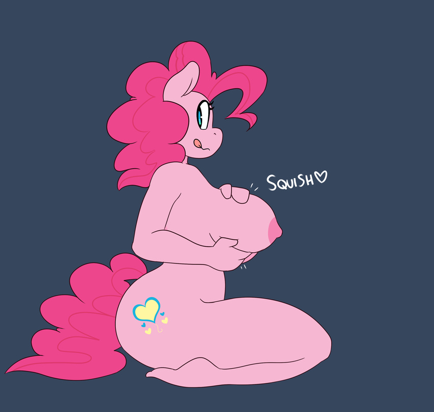&lt;3 anthro anthrofied areola big_breasts blue_eyes breast_fondling breasts cutie_mark earth_pony equine erect_nipples female fondling friendship_is_magic hair hand_on_breast hi_res horse hugtastic_pinkie_pie kneeling mammal my_little_pony nipples nude pink_hair pinkie_pie_(mlp) pony solo somescrub tongue tongue_out