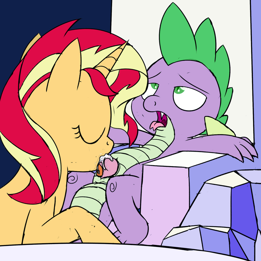 chair cum cum_in_mouth cum_inside dragon dtcx97 duo ejaculation equestria_girls equine eyes_closed fellatio female friendship_is_magic hair horn interspecies male male/female mammal multicolored_hair my_little_pony nude open_mouth oral orgasm penis sex sitting spike_(mlp) sunset_shimmer_(eg) throne tongue tongue_out