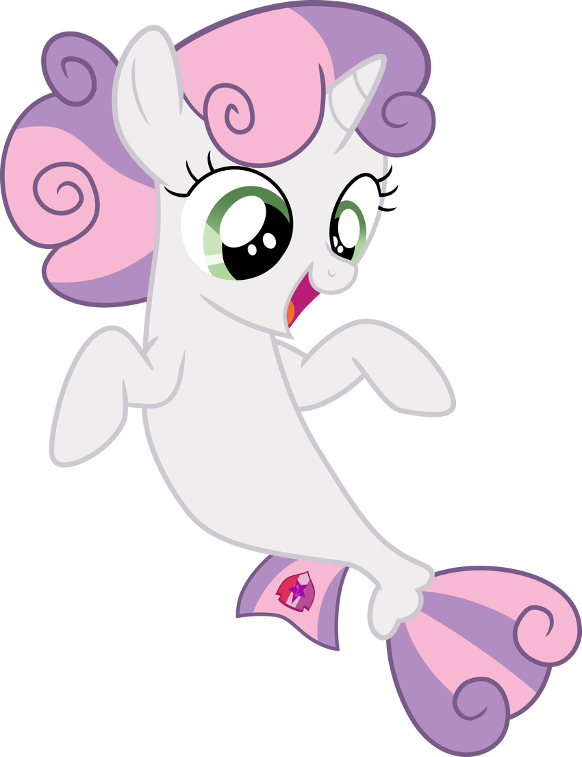 2018 absurd_res alpha_channel alternate_species cub cute cutie_mark equine eyelashes female fin fish_tail friendship_is_magic full-length_portrait green_eyes hair hi_res horn mammal marine multicolored_hair my_little_pony nude open_mouth open_smile portrait sea_pony shutterflyeqd simple_background smile solo spoiler sweetie_belle_(mlp) tongue transparent_background two_tone_hair unicorn young