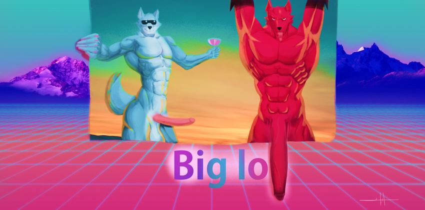 16:9 2018 abs aesthetic anthro athletic backgrounds balls big_balls big_penis canine fox hi_res huge_penis humanoid_penis humor hyper jameskii jojobizad long_penis male mammal muscular muscular_male penis pyrocynical red_penis vein veiny_penis wolf