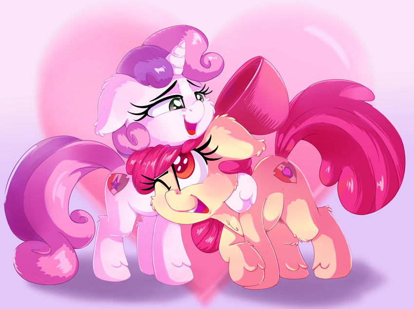 2018 cutie_mark digital_media_(artwork) duo earth_pony equine eyelashes female feral friendship_is_magic fur hair hi_res horn horse mammal multicolored_hair my_little_pony one_eye_closed open_mouth pony scootaloo_(mlp) sweetie_belle_(mlp) thediscorded two_tone_hair unicorn young