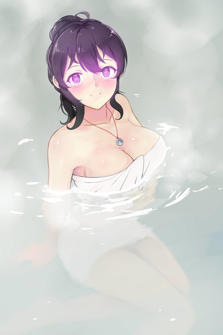 bathing beifeng_han cleavage miyaura_sanshio onsen tagme towel wet