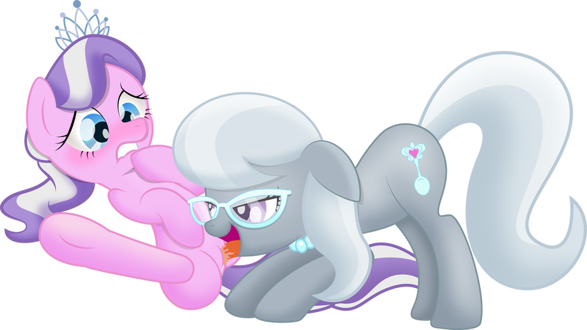 2015 alpha_channel blue_eyes blush crown cunnilingus cutie_mark diamond_tiara_(mlp) duo earth_pony equine eyewear female female/female feral feral_on_feral friendship_is_magic fur glasses grey_fur hair horse jewelry legs_up licking lying mammal multicolored_hair my_little_pony necklace on_back open_mouth oral pink_fur pony purple_eyes pussy pussy_juice rainbownspeedash sex silver_spoon_(mlp) simple_background smile spread_legs spreading tiara tongue tongue_out transparent_background two_tone_hair underhoof vaginal