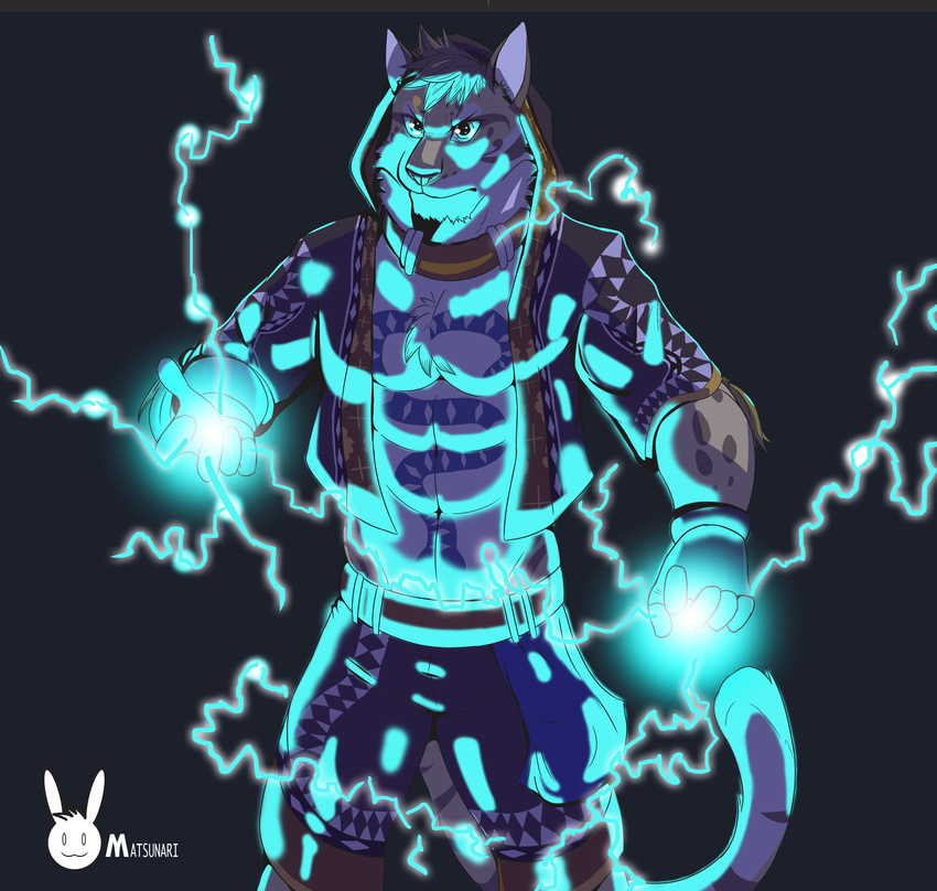 2017 absurd_res anthro black_background clothed clothing feline hi_res leopard likulau male mammal matsunari muscular muscular_male nekojishi signature simple_background solo