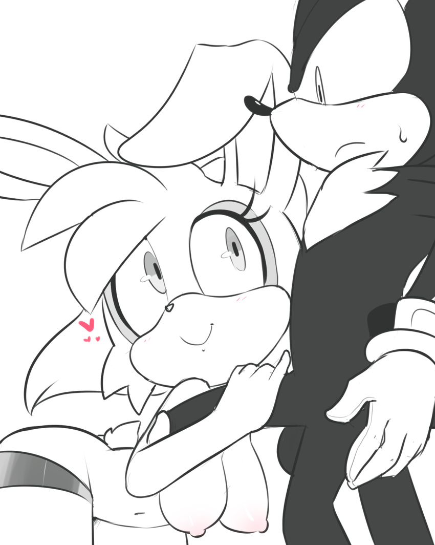 &lt;3 breasts bunnie_rabbot cute duo female hearlesssoul hedgehog lagomorph male mammal nipples penis rabbit shadow_the_hedgehog sonic_(series) sweat