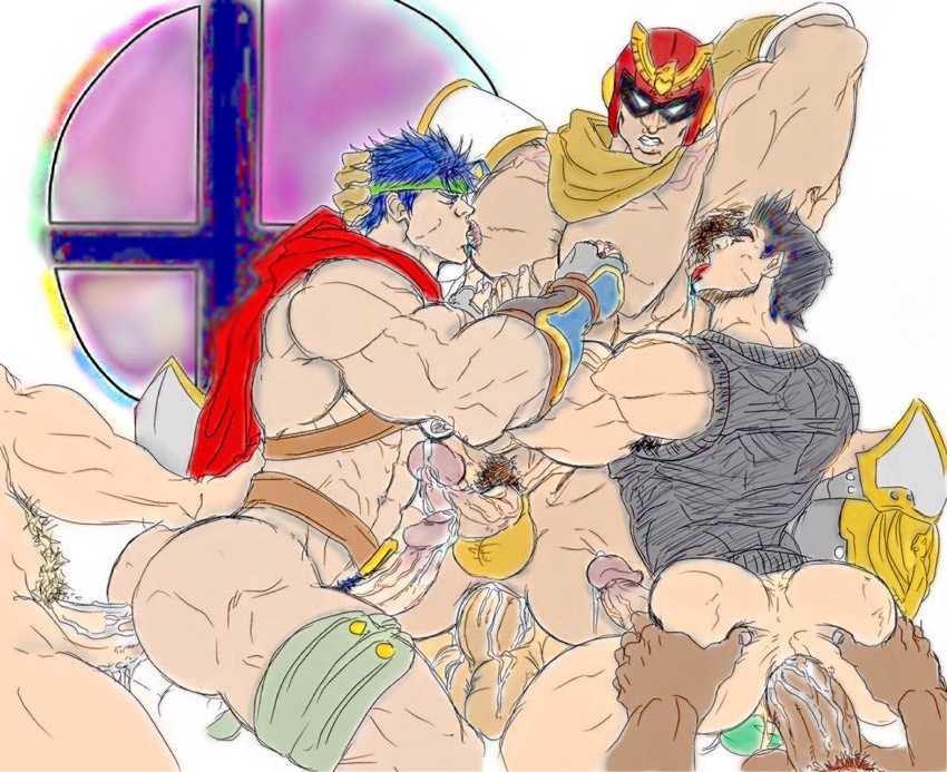 anal armpit ass ass_juice bara captain_falcon crossover cum fire_emblem gangbang ganondorf group_sex ike legend_of_zelda licking link little_mac mask muscle nipples orgy penetration punch_out sex super_smash_bros. yaoi