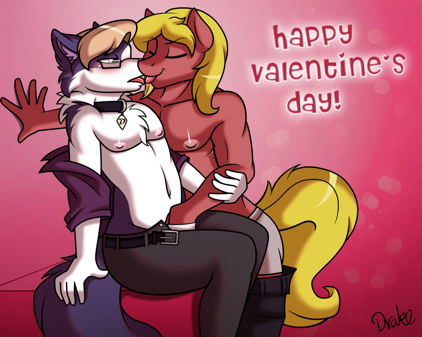 anthro beige_hair blonde_hair border_collie canine clothed clothing collie dean_(drako1997) dog drako1997 duo equine eyewear fan_character french_kissing friendship_is_magic glasses hair holidays horse kissing male male/male mammal my_little_pony pony sex topless underwear valentine's_day