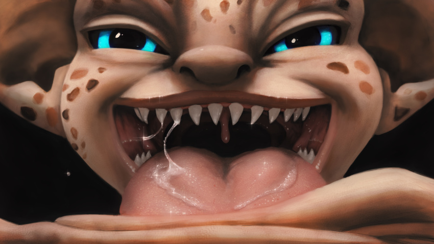 asura first_person_view guild_wars humanoid imminent_vore macromonkeymike mouth_shot open_mouth saliva sharp_teeth teeth tongue video_games vore