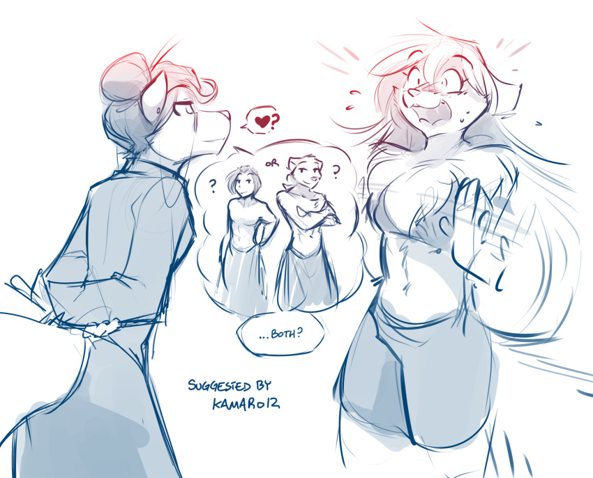 &lt;3 2018 ? anthro aunt blush canine chest_tuft clothed clothing crossed_arms database_error_(twokinds) dialogue duo embarrassed english_text eyewear female flailing glasses hands_behind_back hi_res human humor keidran loincloth male mammal midriff monochrome nervous open_mouth partially_clothed raine_(twokinds) roselyn_(twokinds) shocked simple_background sketch skimpy smile smirk sweat sythe_(twokinds) text tom_fischbach topless tuft twokinds webcomic white_background wolf