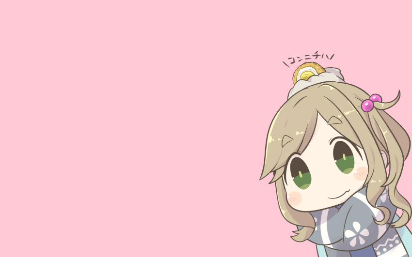 chibi green_eyes inishie inuyama_aoi pink scarf yuru_camp