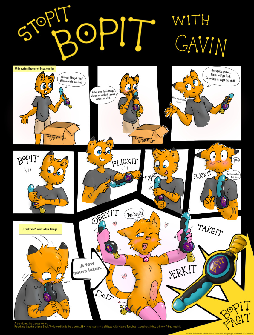 anthro balls bdsm blush bopit collar comic feline killian_joy male mammal penis tiger toy