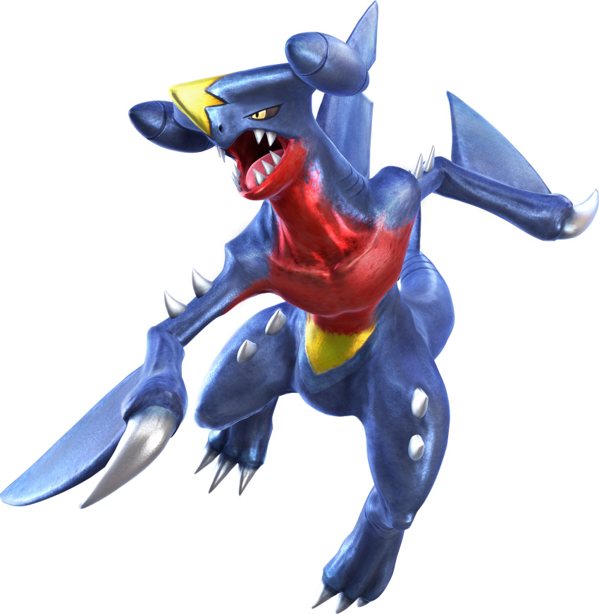 3d_(artwork) absurd_res alpha_channel black_sclera claws digital_media_(artwork) fangs feral garchomp gills hi_res nintendo official_art open_mouth pok&eacute;mon pok&eacute;mon_(species) pokken_tournament sharp_teeth simple_background solo spikes teeth transparent_background video_games yellow_eyes