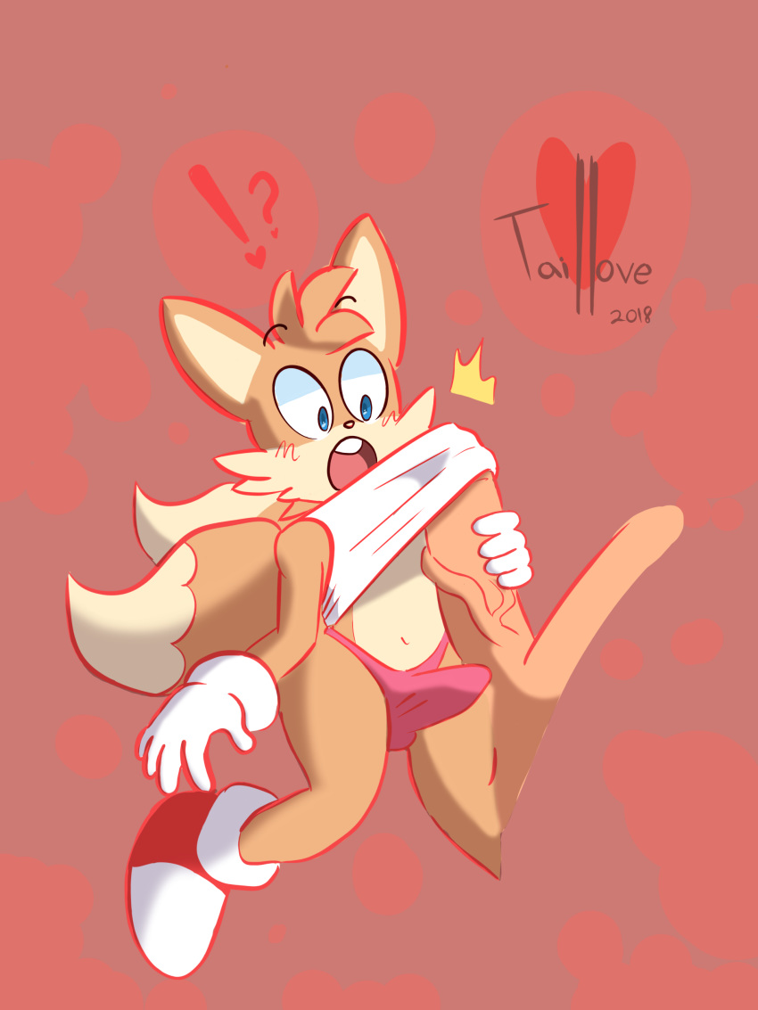 ! &lt;3 ? blush canine clothing cute edude erection fox male male/male mammal miles_prower penis sonic_(series) taillove_(artist)