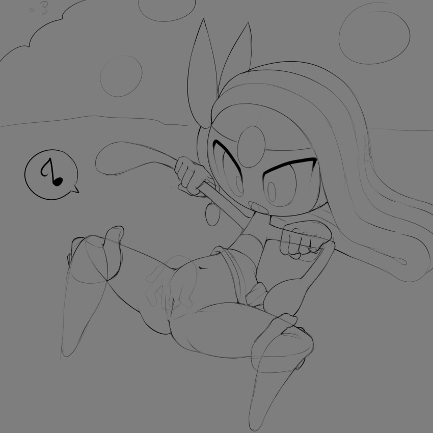 2014 belly female fingering greyscale hair hi_res humanoid legendary_pok&eacute;mon long_hair looking_down meloetta meloetta_(aria_form) monochrome navel nintendo not_furry note pok&eacute;mon pok&eacute;mon_(species) pussy sketch spread_legs spreading theboogie video_games