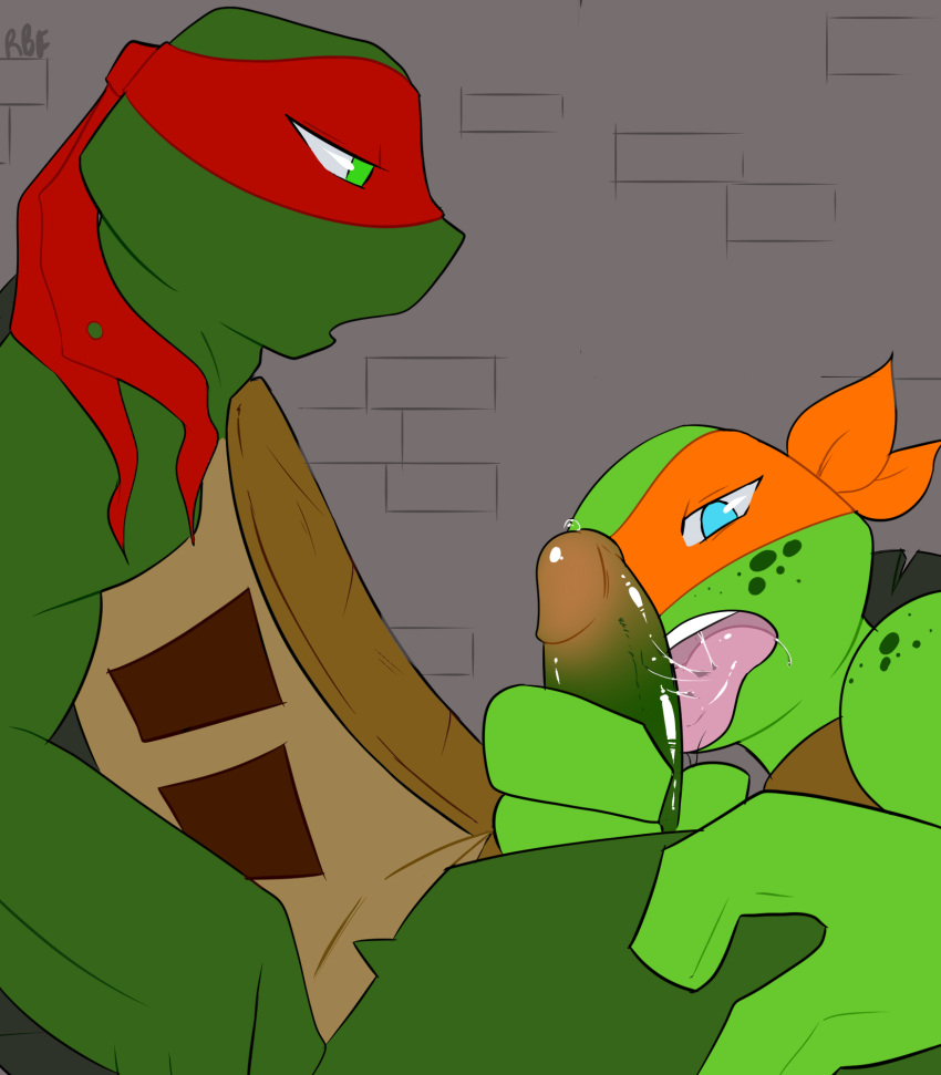 anthro brothers duo humanoid_penis incest licking male male/male michelangelo_(tmnt) oral penis penis_lick rainbow-flyer raphael_(tmnt) reptile scalie sex sibling teenage_mutant_ninja_turtles tongue tongue_out turtle