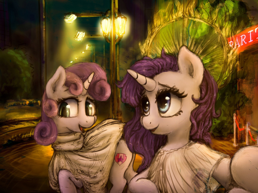 2017 clothing cutie_mark duo equine eyelashes female friendship_is_magic hair hi_res horn mammal my_little_pony outside plotcore rarity_(mlp) sibling sisters sweetie_belle_(mlp) unicorn