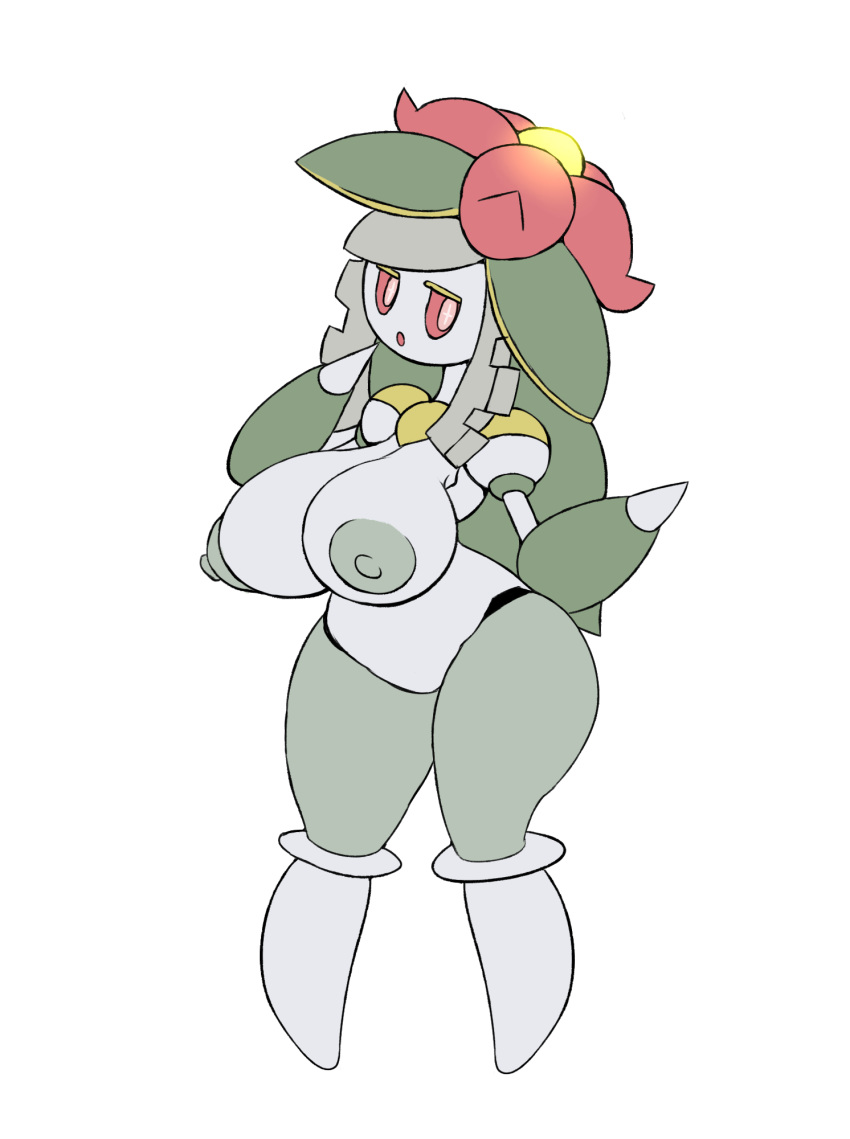 2017 alternate_color alternate_species areola big_breasts breasts elfdrago female flower fusion gears grey_body grey_hair hair hi_res huge_breasts humanoid hybrid lilligant machine magearna nintendo nipples non-mammal_breasts not_furry open_mouth pink_eyes plant pok&eacute;mon pok&eacute;mon_(species) pok&eacute;mon_fusion red_sclera robot simple_background solo standing thick_thighs video_games white_background white_body