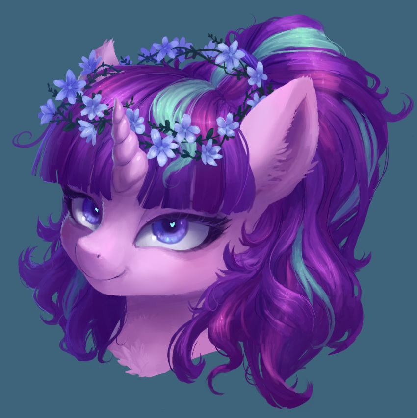 2017 digital_media_(artwork) equine female feral friendship_is_magic hair hi_res horn looking_at_viewer mammal multicolored_hair my_little_pony orchidpony simple_background smile solo starlight_glimmer_(mlp) unicorn