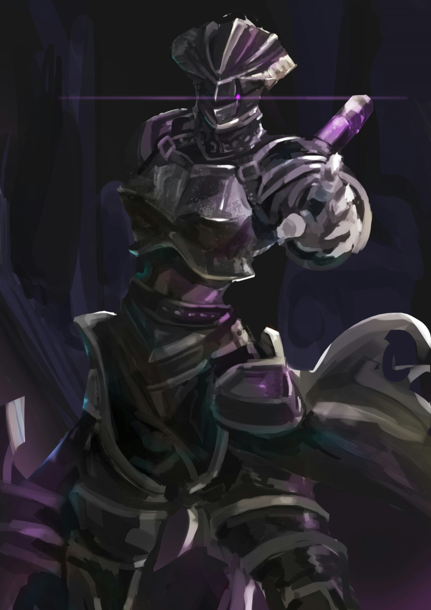 absurdres albedo armor black_armor body_armor breasts highres horns medium_breasts overlord_(maruyama) purple_eyes solo you2060-bijaku