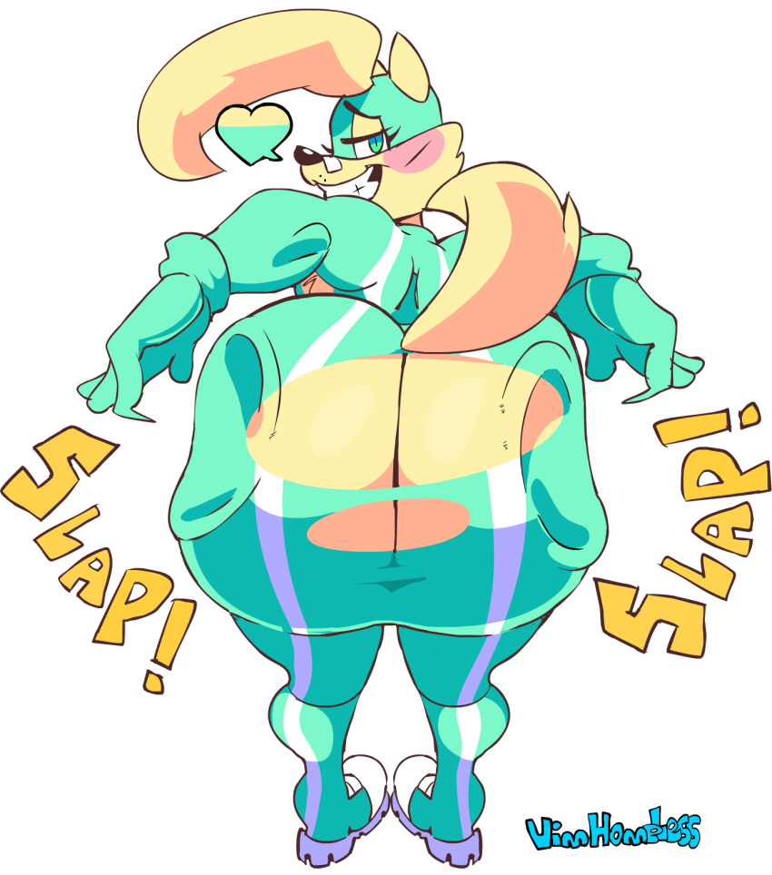 &lt;3 2018 alpha_(vimhomeless) alpha_channel big_butt butt canine clothing dog female footwear huge_butt looking_back mammal rear_view shoes simple_background slap smile superhero_dog_(vimhomeless) thick_thighs torn_clothing transparent_background vimhomeless voluptuous wide_hips