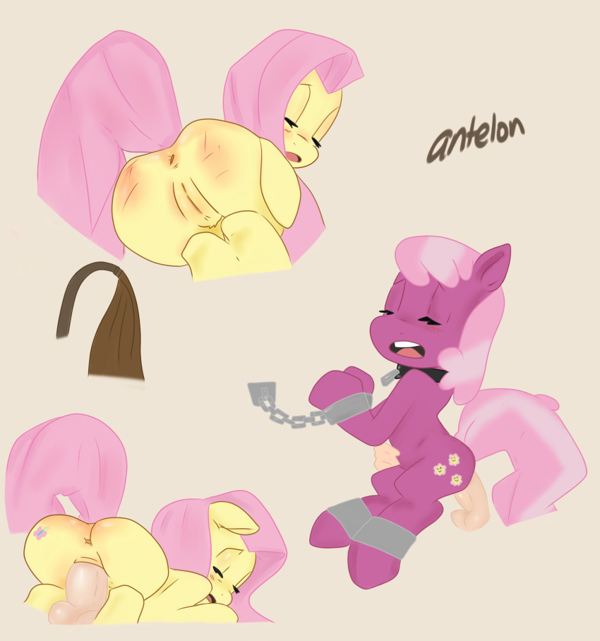 antelon anus cheerilee_(mlp) cowgirl_position earth_pony equine erection female female_on_top fluttershy_(mlp) friendship_is_magic hi_res horse human humanoid_penis interspecies mammal my_little_pony nude on_top penis pony pussy reverse_cowgirl_position sex straddling thick_penis