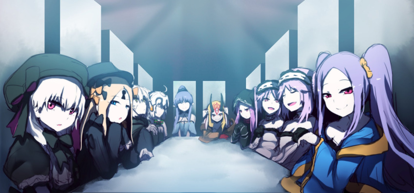 6+girls abigail_williams_(fate/grand_order) bare_shoulders blue_hair caster_lily choker dress euryale fate/grand_order fate_(series) hair_ornament highres ibaraki_douji_(fate/grand_order) image_sample jack_the_ripper_(fate/apocrypha) jeanne_d'arc_(fate)_(all) jeanne_d'arc_alter_santa_lily long_hair looking_at_viewer medusa_(lancer)_(fate) multiple_girls nursery_rhyme_(fate/extra) open_mouth pointy_ears purple_hair rider stheno twitter_sample very_long_hair wadakazu wu_zetian_(fate/grand_order)