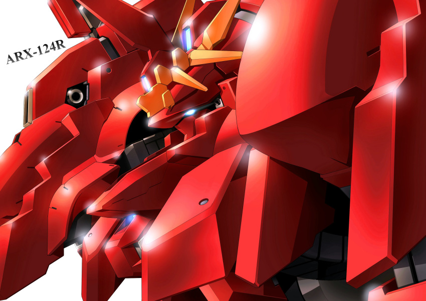 advance_of_zeta_re-boot character_name commentary_request glowing gundam highres kumichou_(ef65-1118-ef81-95) mecha no_humans rehaize simple_background upper_body white_background