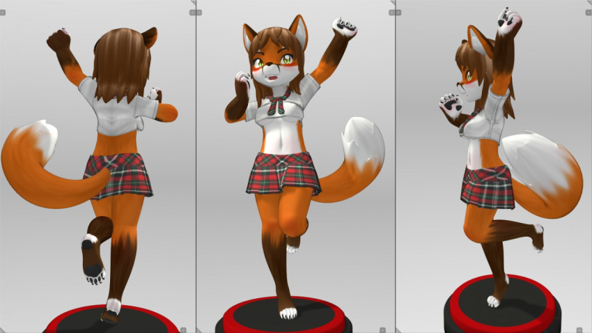 3d_model canine clothed clothing female fox mammal skimpy solo werefox_(artist)