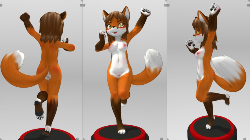 3d_model canine female fox mammal nude solo werefox_(artist)