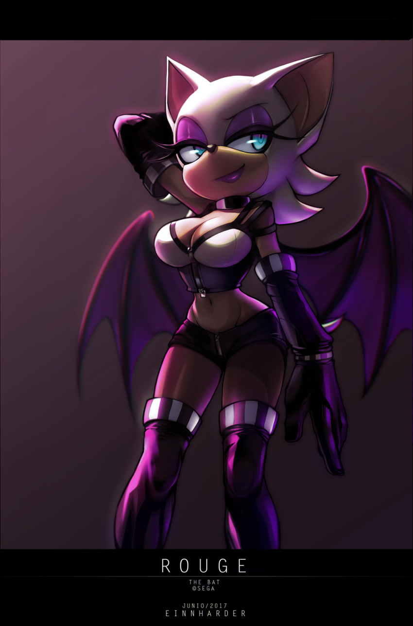 bat blue_eyes clothed clothing einnharder female mammal rouge_the_bat skimpy solo sonic_(series)