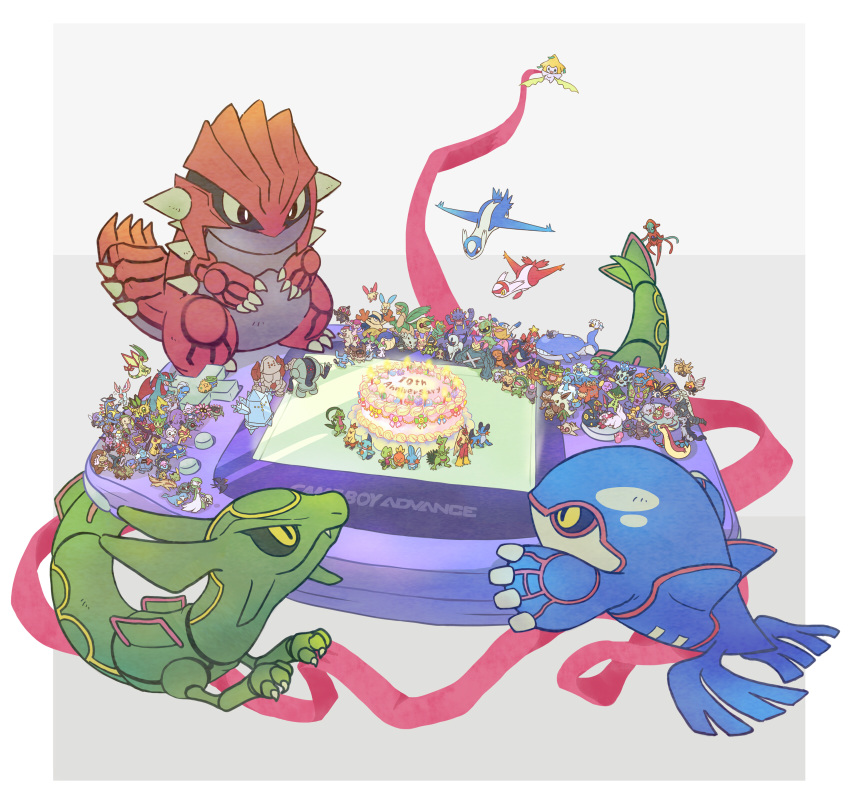 absolutely_everyone aggron altaria anniversary anorith armaldo aron azurill bagon baltoy banette barboach beautifly beldum birthday_cake blaziken bluk_berry breloom cacnea cacturne cake camerupt carvanha cascoon castform charti_berry chimecho clamperl claydol combusken commentary_request corphish cradily crawdaunt delcatty deoxys dusclops duskull dustox electrike everyone exploud feebas flygon food game_boy_advance gardevoir gen_3_pokemon glalie gorebyss groudon grovyle grumpig gulpin handheld_game_console hariyama highres huntail ibui_matsumoto illumise jirachi kecleon kirlia kyogre lairon latias latios leppa_berry lileep linoone lombre lotad loudred ludicolo lunatone luvdisc makuhita manectric marshtomp masquerain mawile medicham meditite metagross metang mightyena milotic minun mudkip nincada ninjask no_humans nosepass numel nuzleaf oran_berry pecha_berry pelipper plusle pokemon pokemon_(creature) poochyena ralts rayquaza regice regirock registeel relicanth roselia sableye salamence sceptile sealeo seedot seviper sharpedo shedinja shelgon shiftry shroomish shuppet silcoon sitrus_berry skitty slaking slakoth snorunt solrock spheal spinda spoink surskit swablu swalot swampert swellow taillow torchic torkoal trapinch treecko tropius vibrava vigoroth volbeat wailmer wailord walrein whiscash whismur wingull wurmple wynaut zangoose zigzagoon