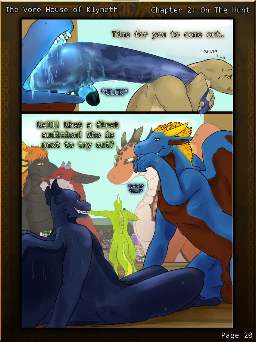 audition balls big_dom_small_sub canine claws comic consensual_vore dragon fox horn jayri_(jayri-veradian-avieock) krevaan_(cometfox) leera male mammal nolow pecs reptile runa216 saliva scalie size_difference smile snake the_vore_house_of_klyneth tongue tongue_out tritus_(laestir) vore willing_vore wings