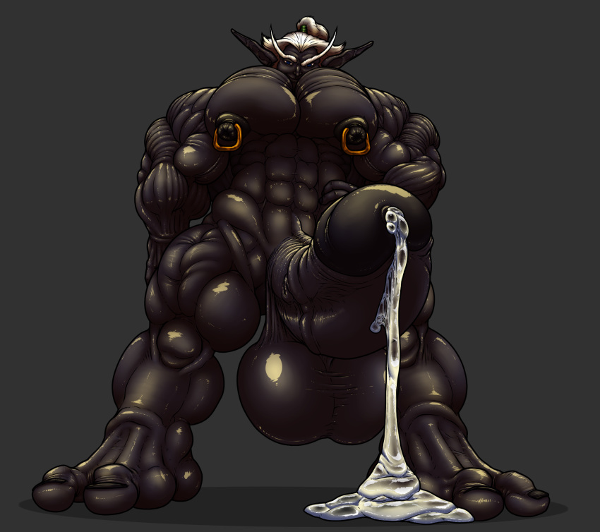 balls big_balls body_hair cum cum_drip cum_on_ground dripping erection goblin happy_trail huge_balls humanoid humanoid_penis hyper hyper_balls hyper_muscles hyper_penis looking_at_viewer male mr_canvas muscular muscular_male nipple_piercing nipples not_furry nude pecs penis piercing solo standing uncut vein