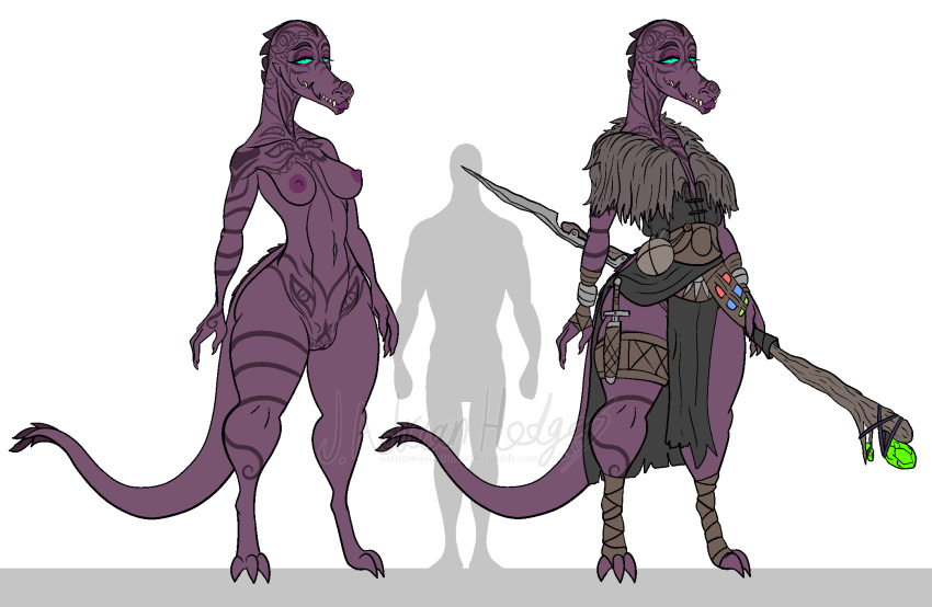 anthro breasts clothed clothing female loincloth multiple_images nintendo nipples nude pok&eacute;mon pok&eacute;mon_(species) pussy salazzle solo staff standing video_games wide_hips wittless-pilgrim